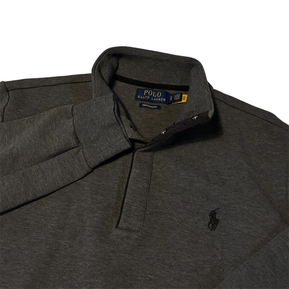 Polo Ralph Lauren Mens Grey Performance Mock Neck Snap Sweatshirt Small